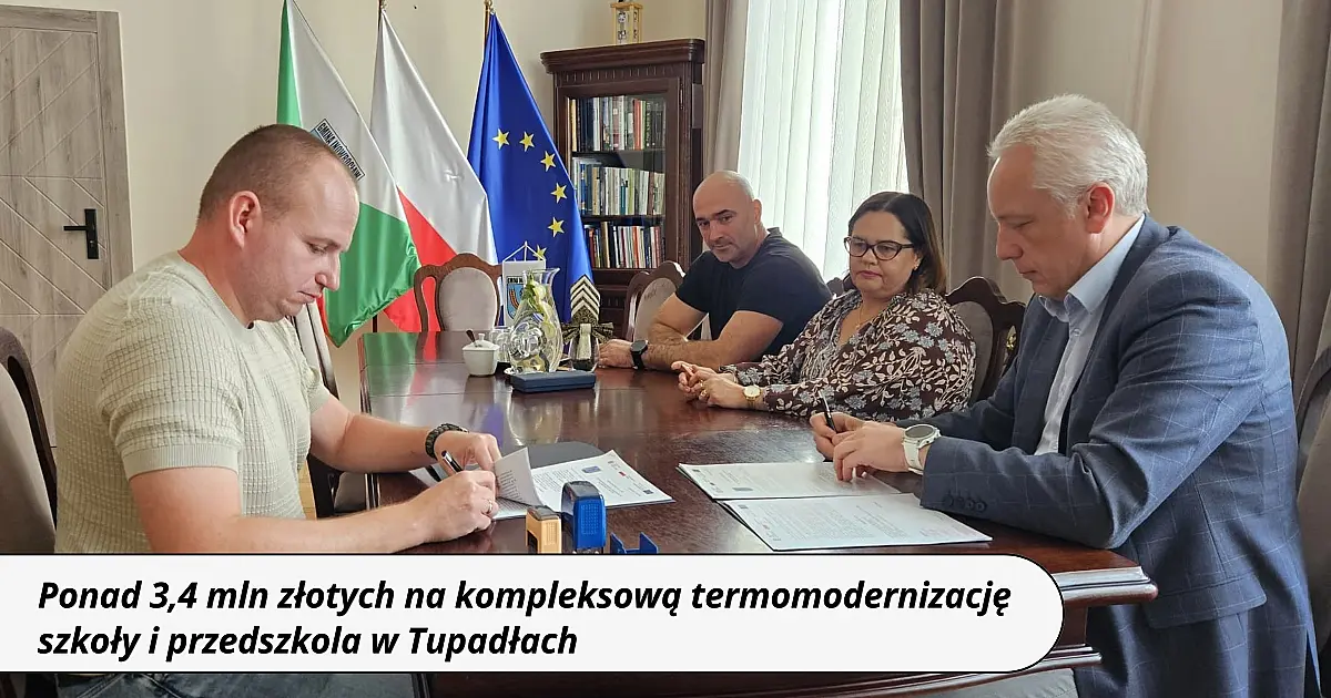 Ponad 3,4 mln złotych na kompleksową termomodernizację szkoły i przedszkola w Tupadłach