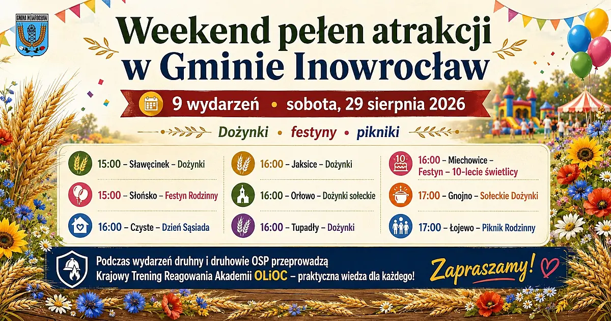 Sobota pełna tradycji, muzyki i dobrej zabawy. Aż 9 wydarzeń w gminie Inowrocław