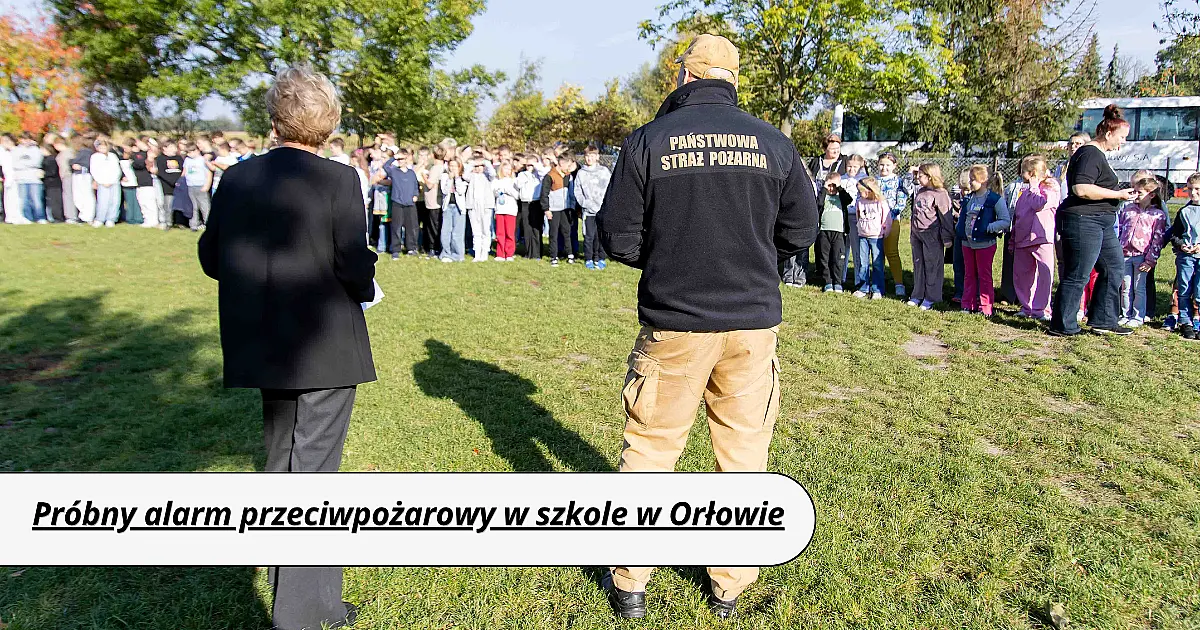 Próbny alarm przeciwpożarowy w szkole w Orłowie